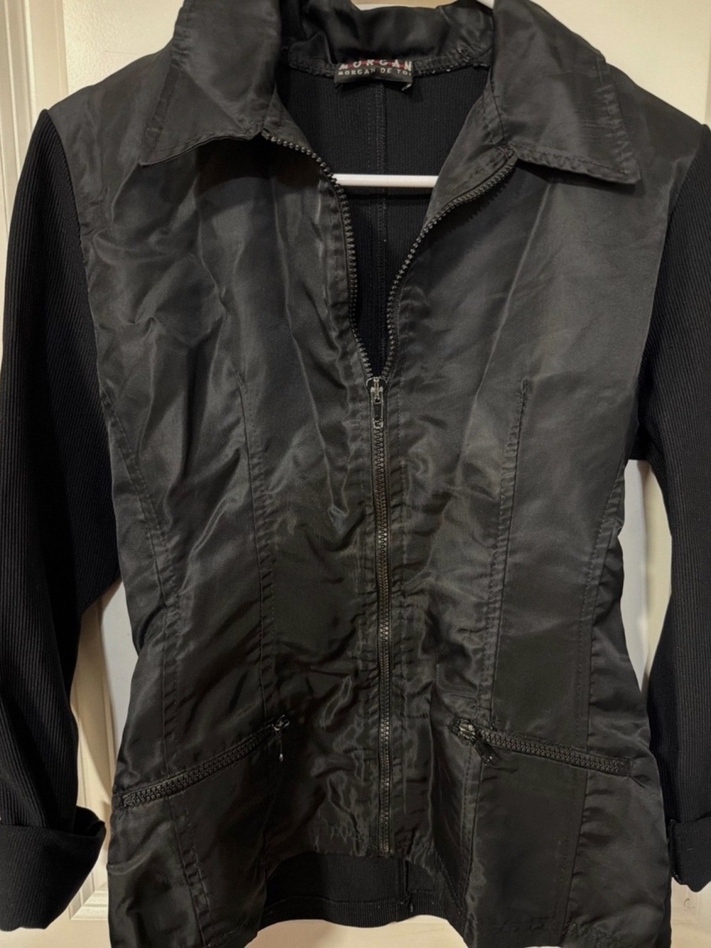 Morgan de Toi Black Zip-Front Utility Jacket
